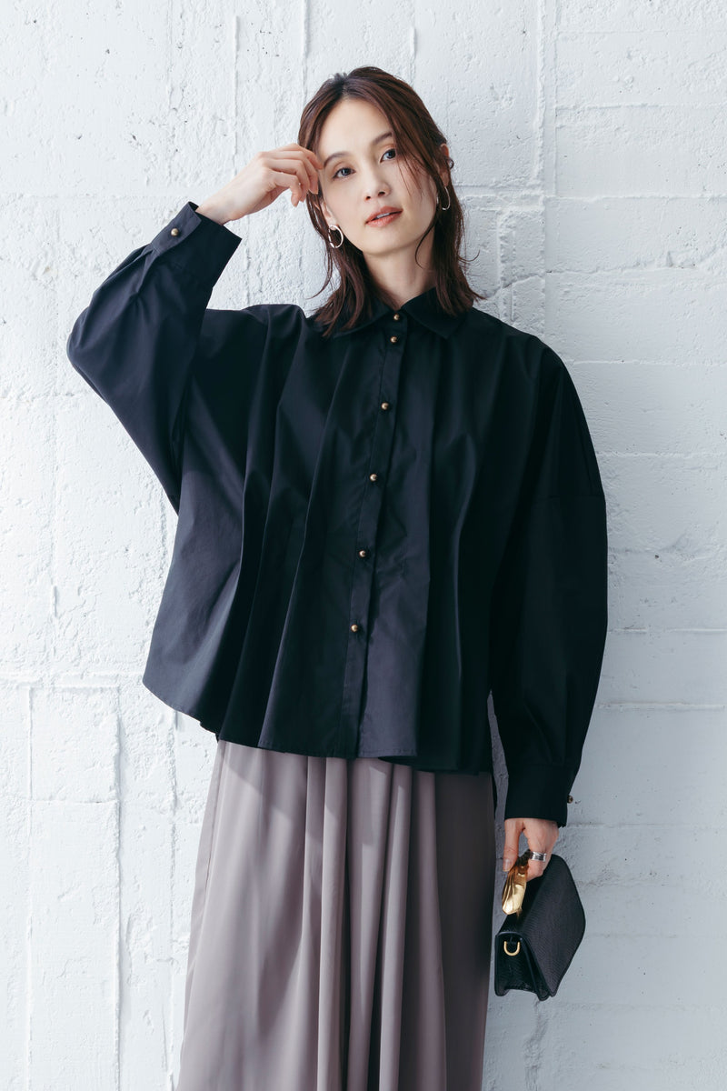 パール調釦タックブラウス NS-330