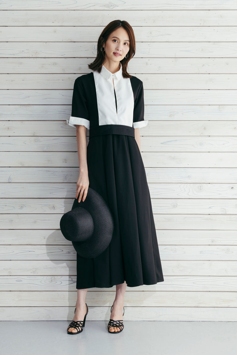 配色別衿付きカットソーワンピース NS-377