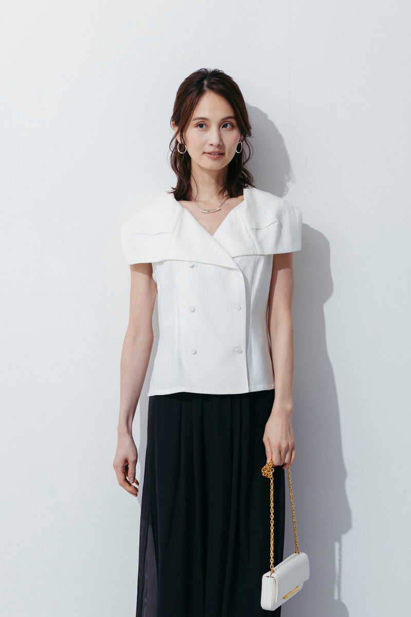 麻混ビッグカラーブラウス NS-361