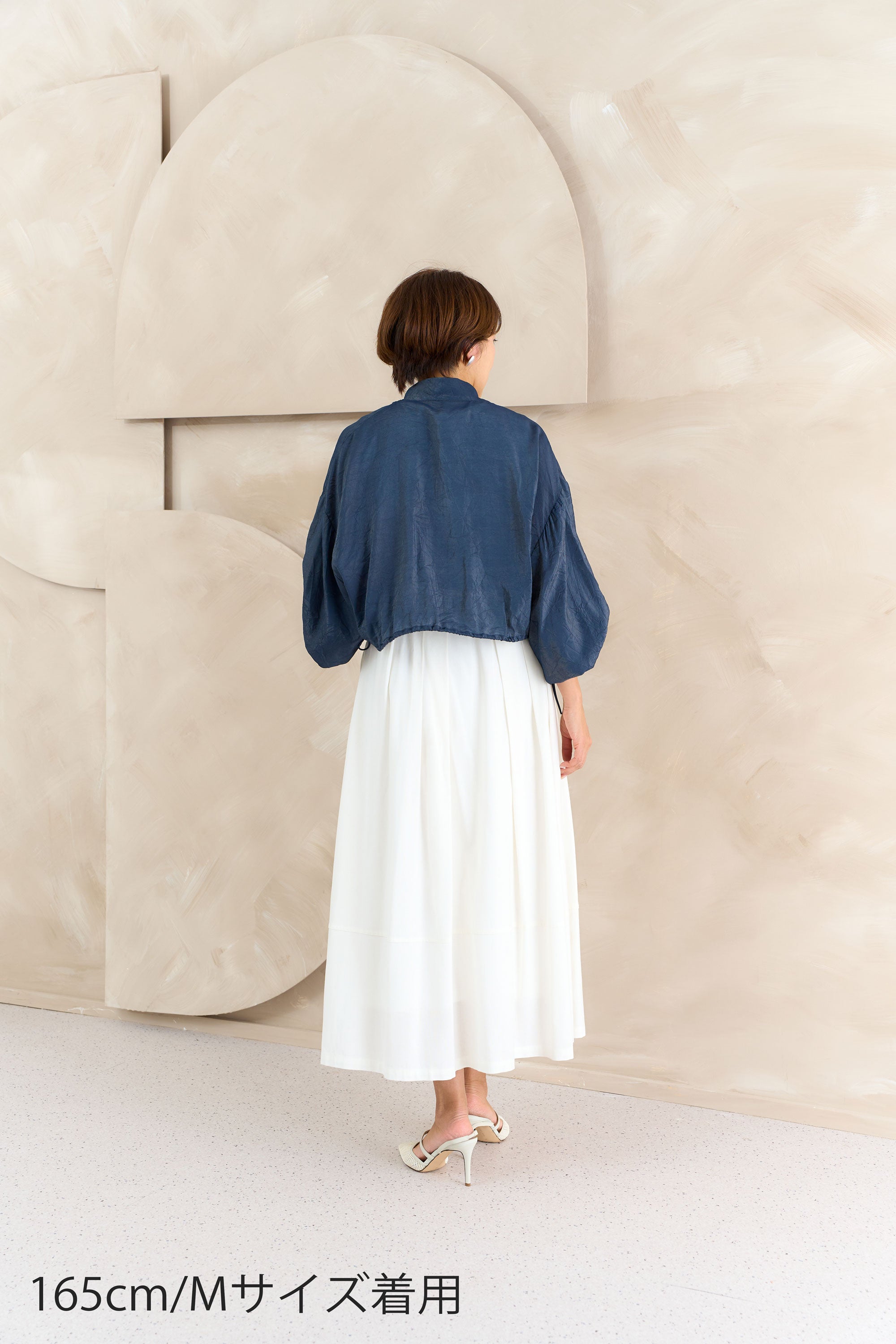 麻混ウエストリボン付きタックスカート NS-362