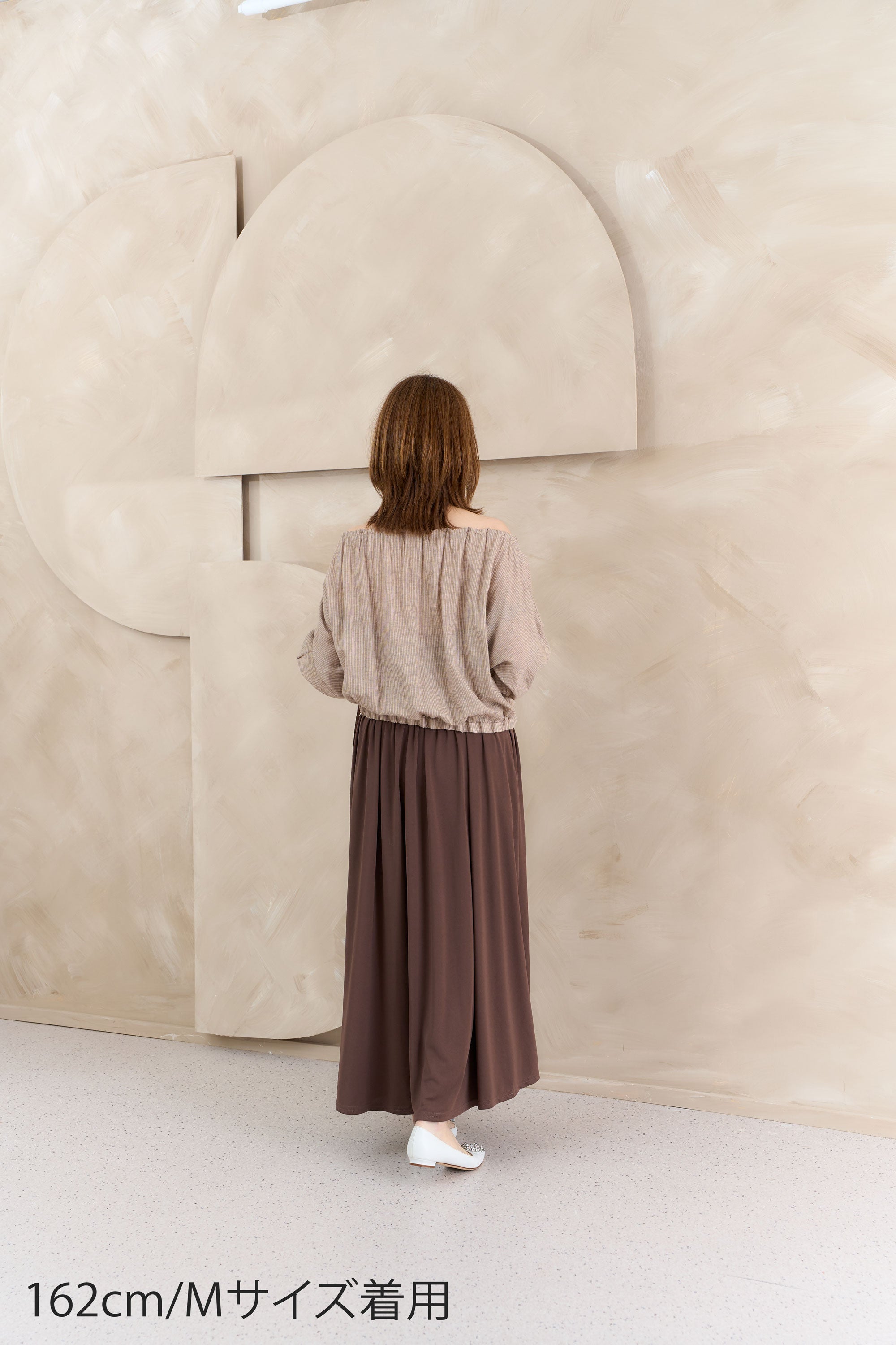 タックネックストライプブラウス NS-376