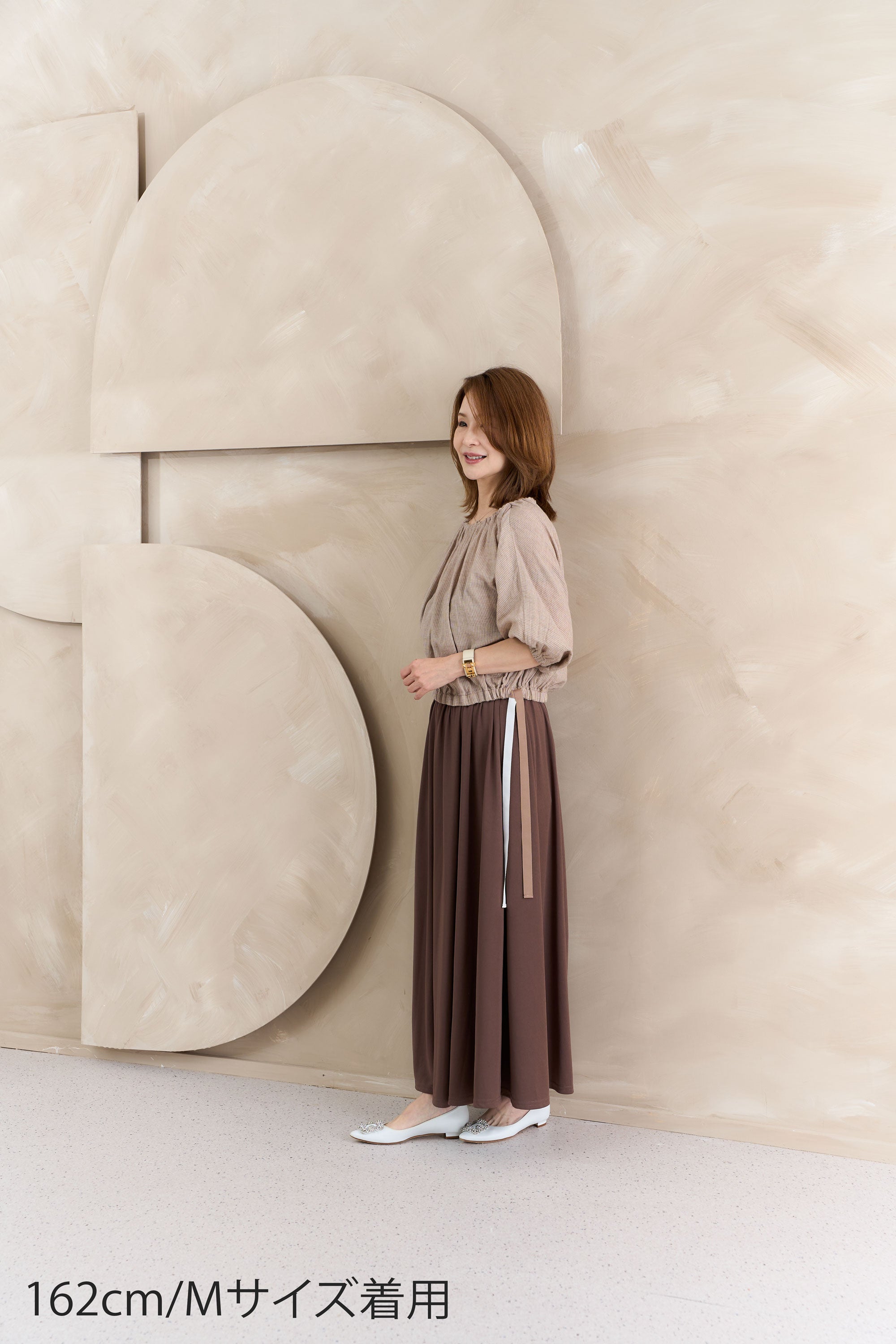 タックネックストライプブラウス NS-376