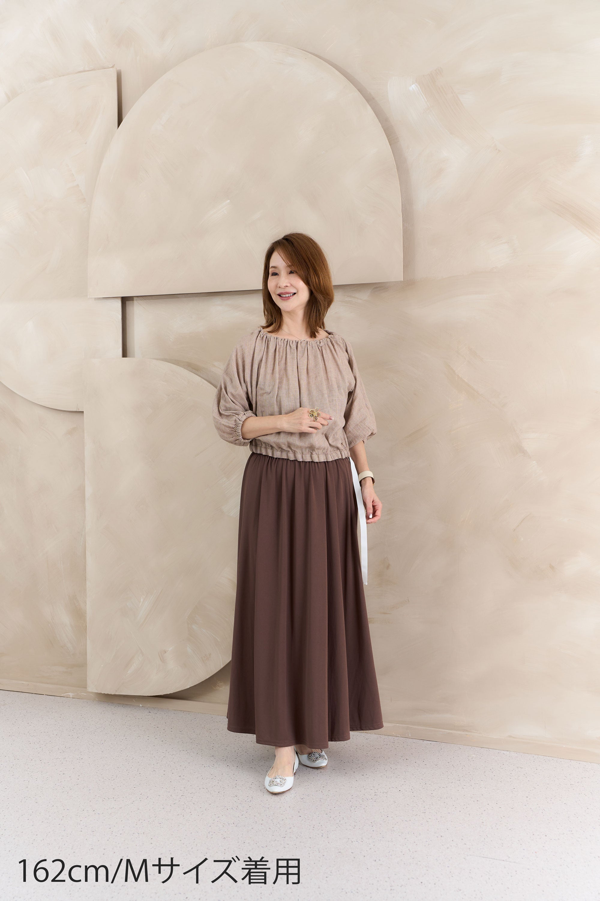 タックネックストライプブラウス NS-376