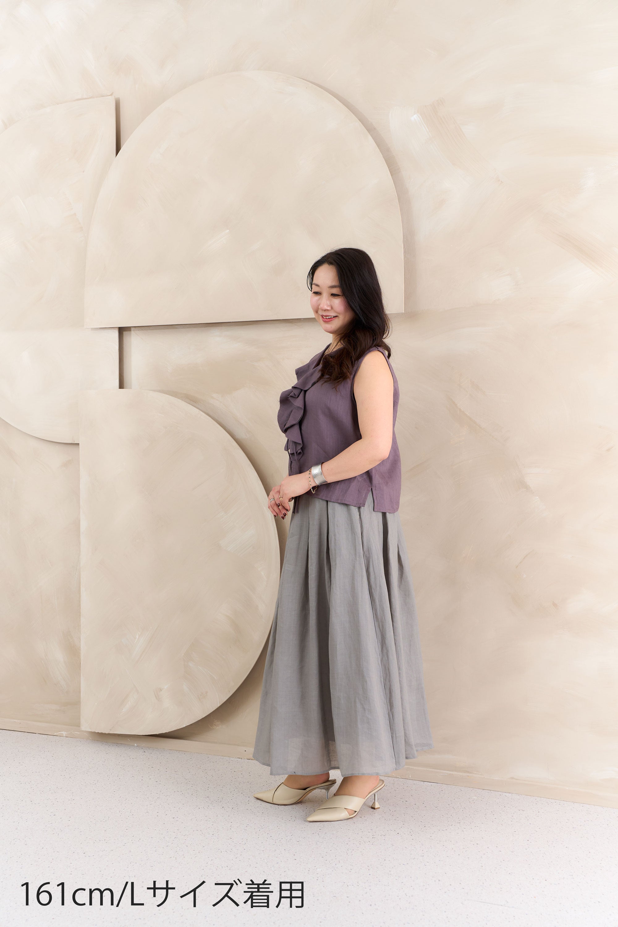 ラッフルカラーリネンブラウス NS-373