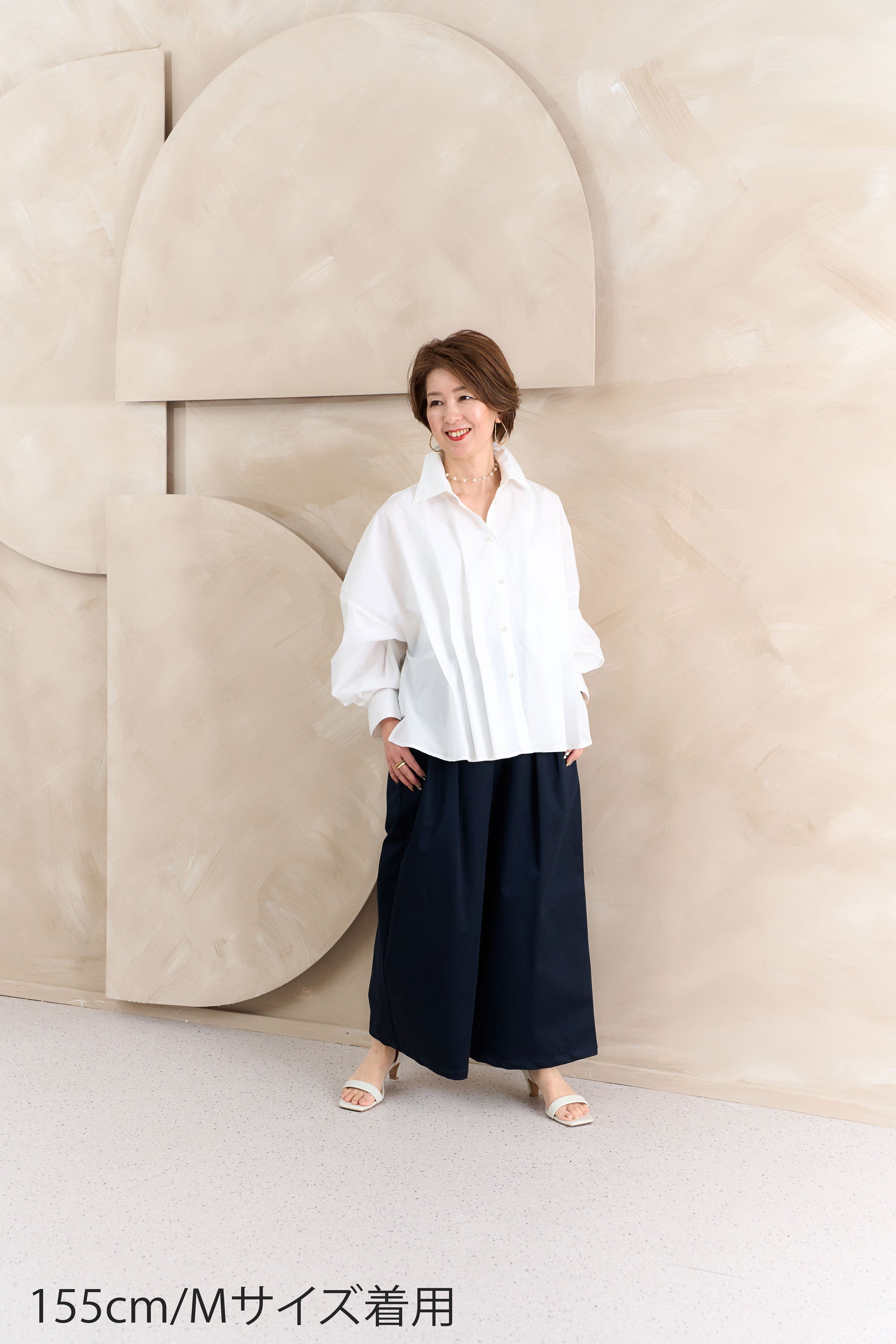 パール調釦タックブラウス NS-330