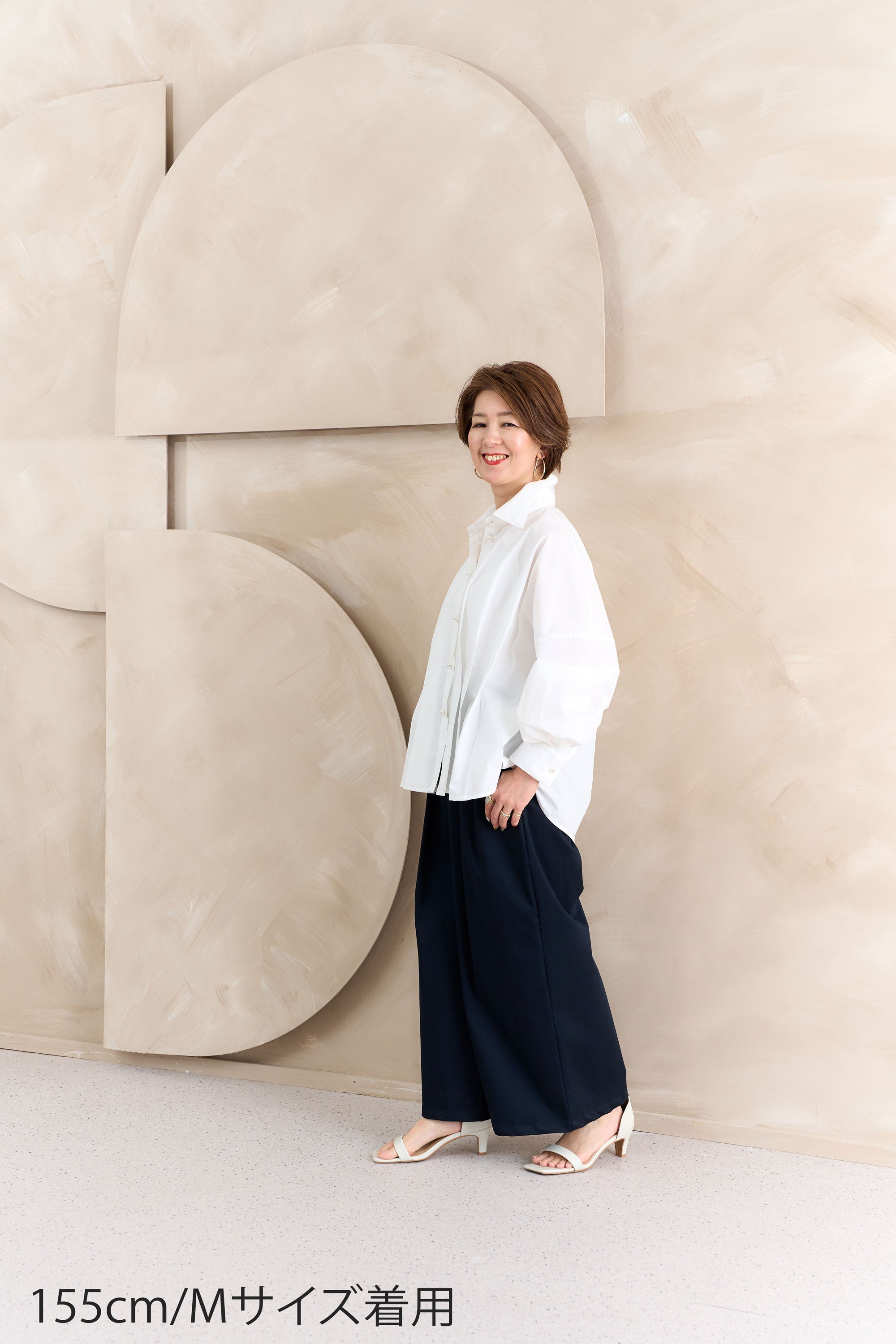 パール調釦タックブラウス NS-330