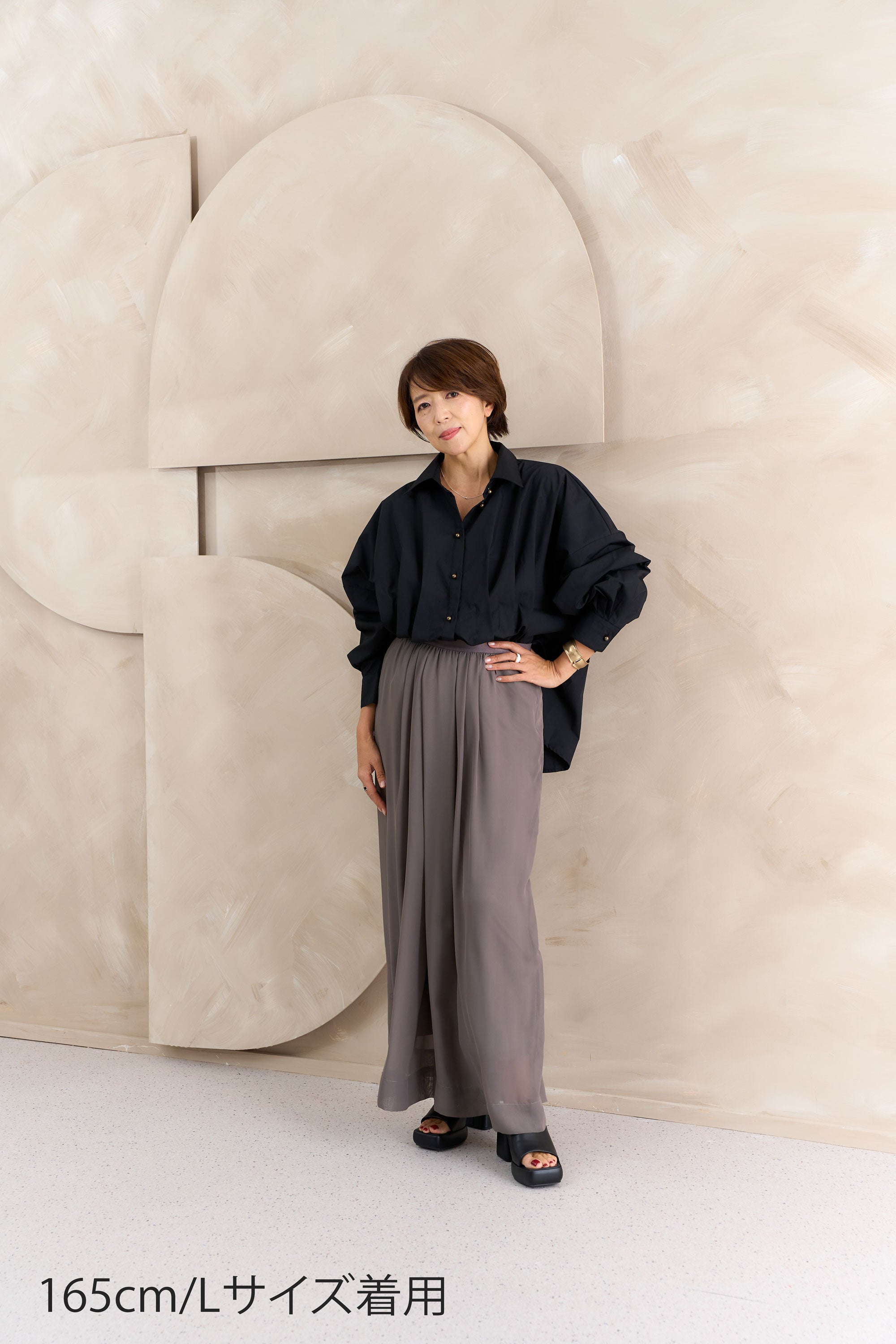 パール調釦タックブラウス NS-330