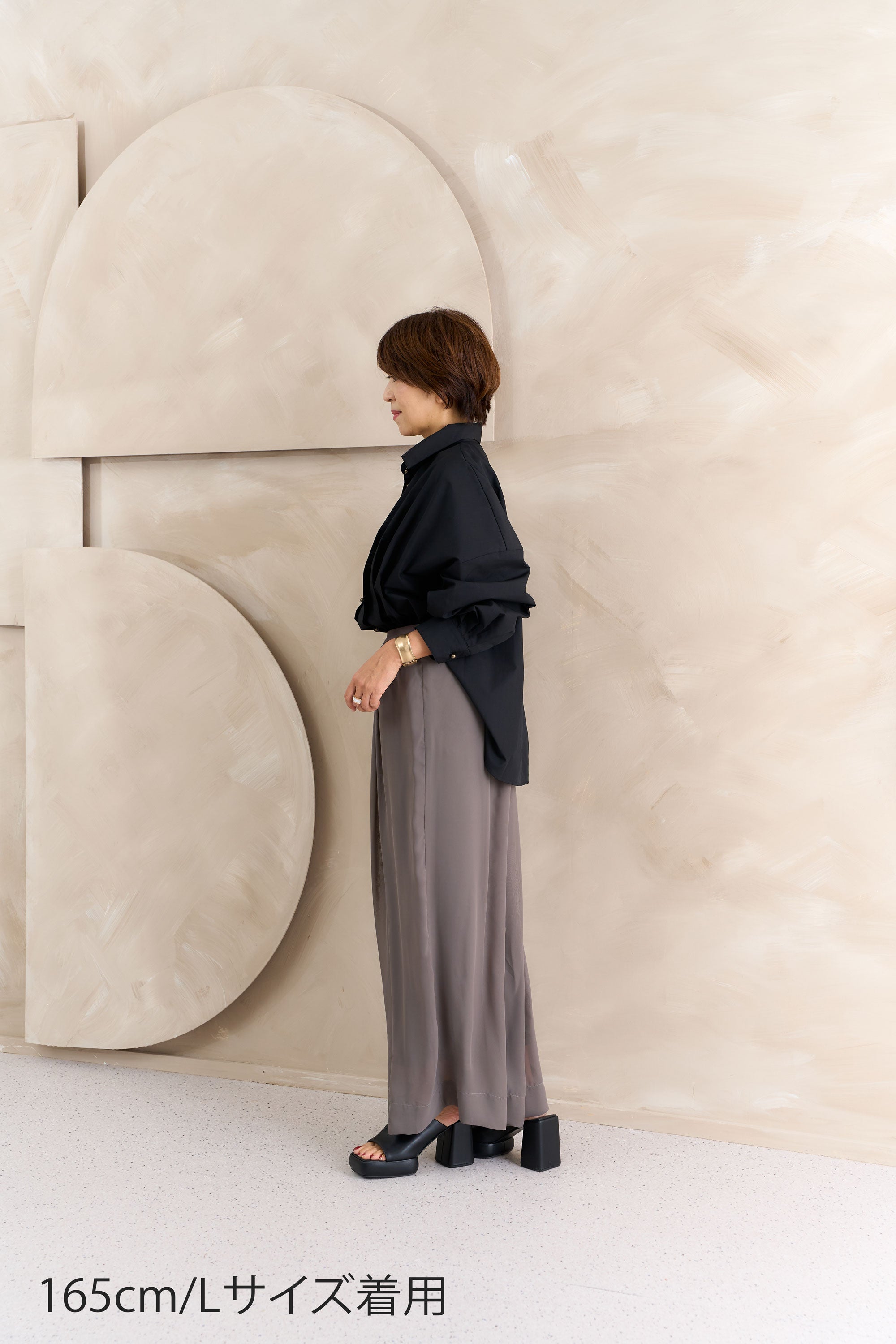 パール調釦タックブラウス NS-330