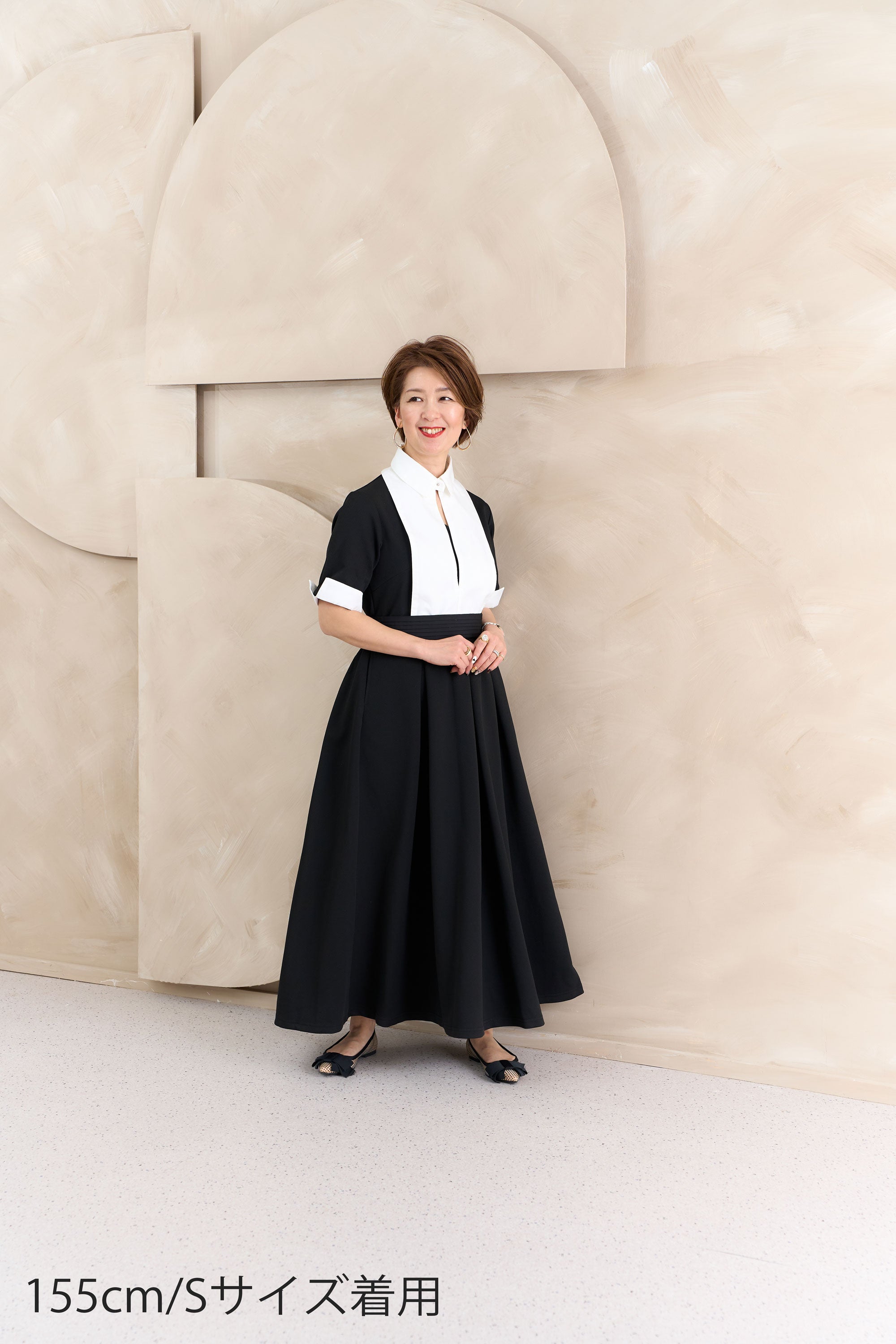 配色別衿付きカットソーワンピース NS-377