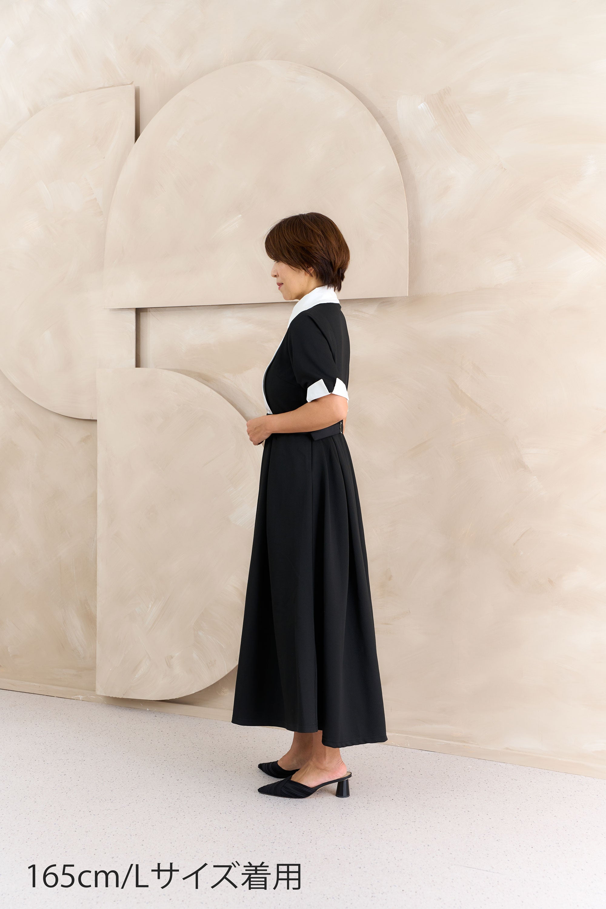 配色別衿付きカットソーワンピース NS-377