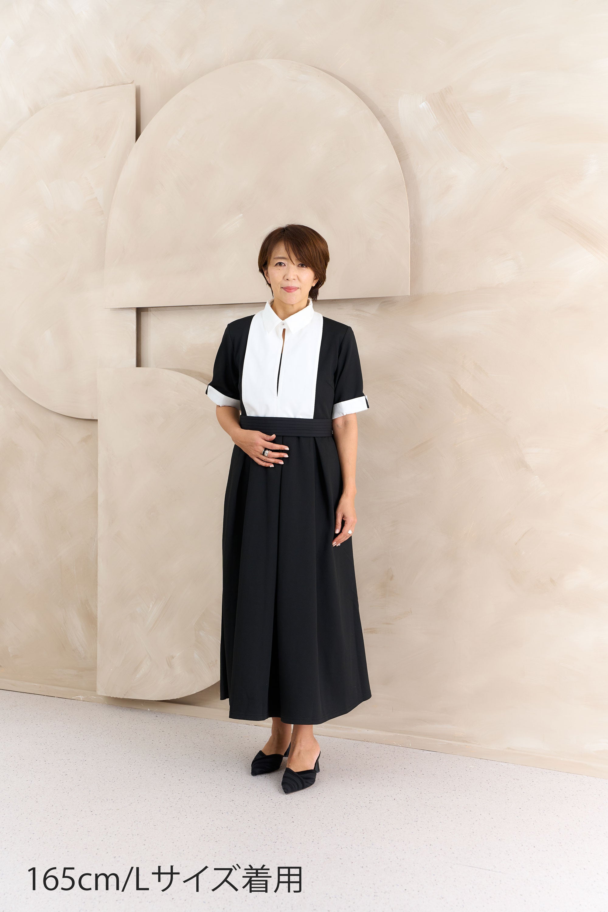 配色別衿付きカットソーワンピース NS-377