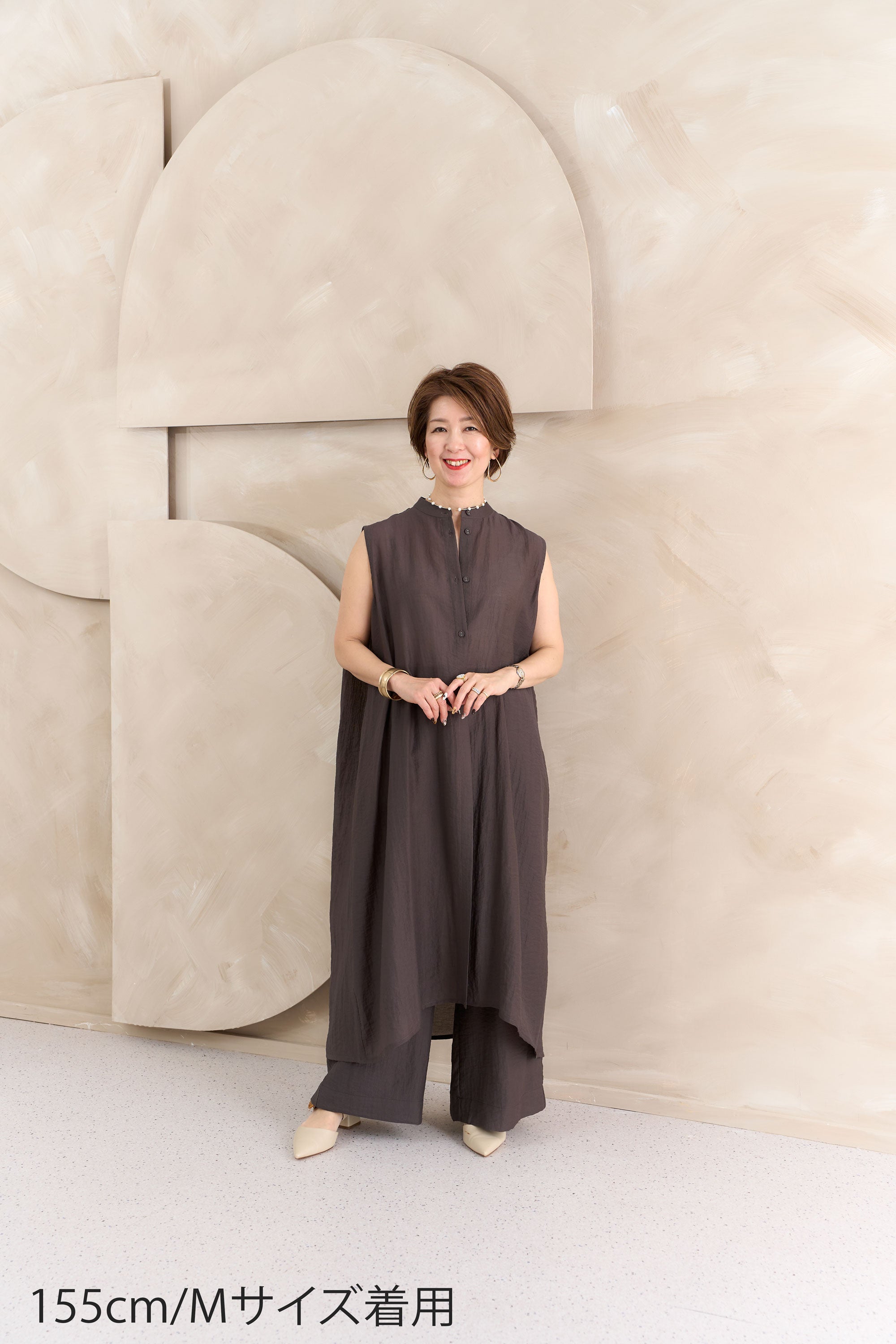 ノースリーブロングブラウス NS-375