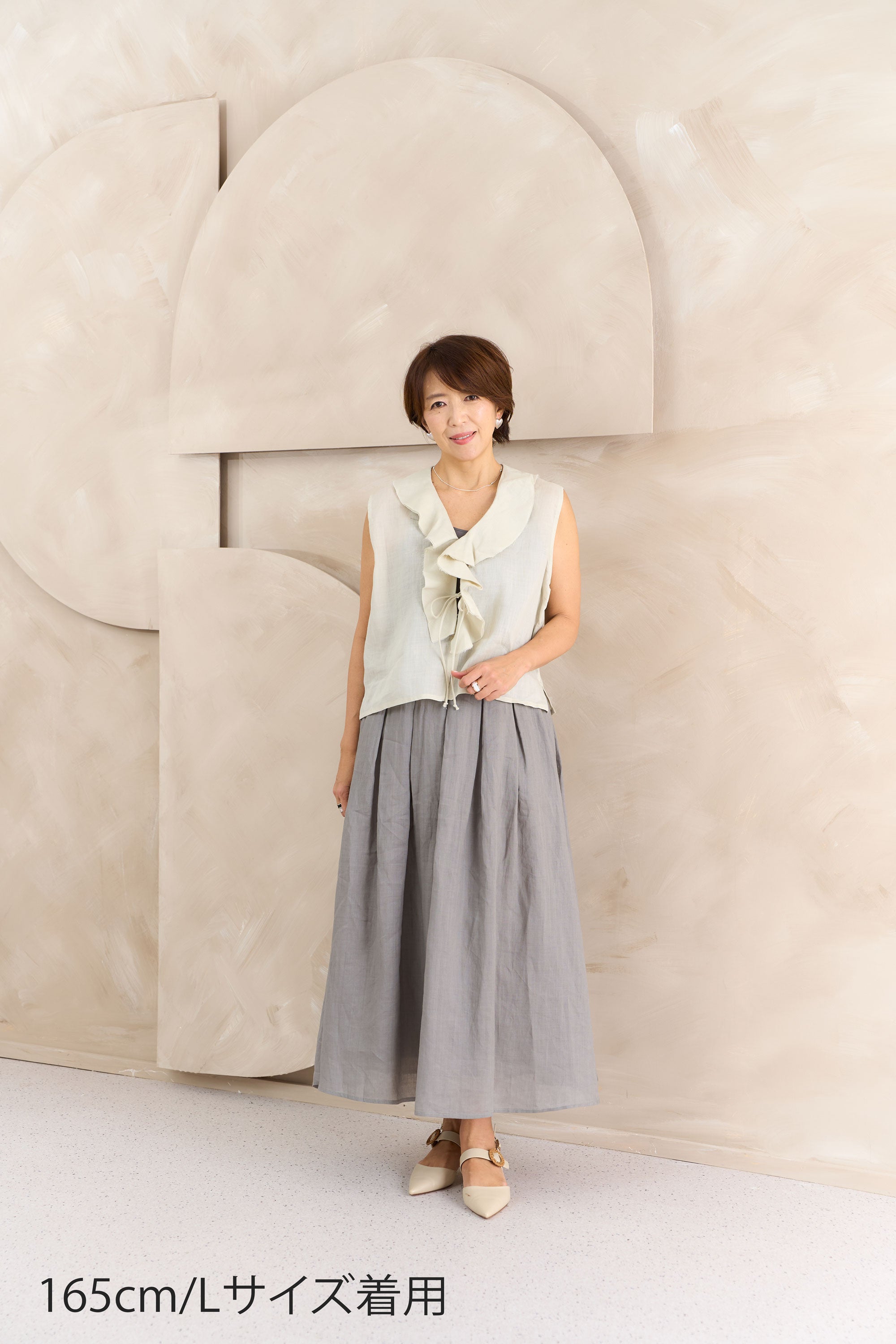 ラッフルカラーリネンブラウス NS-373