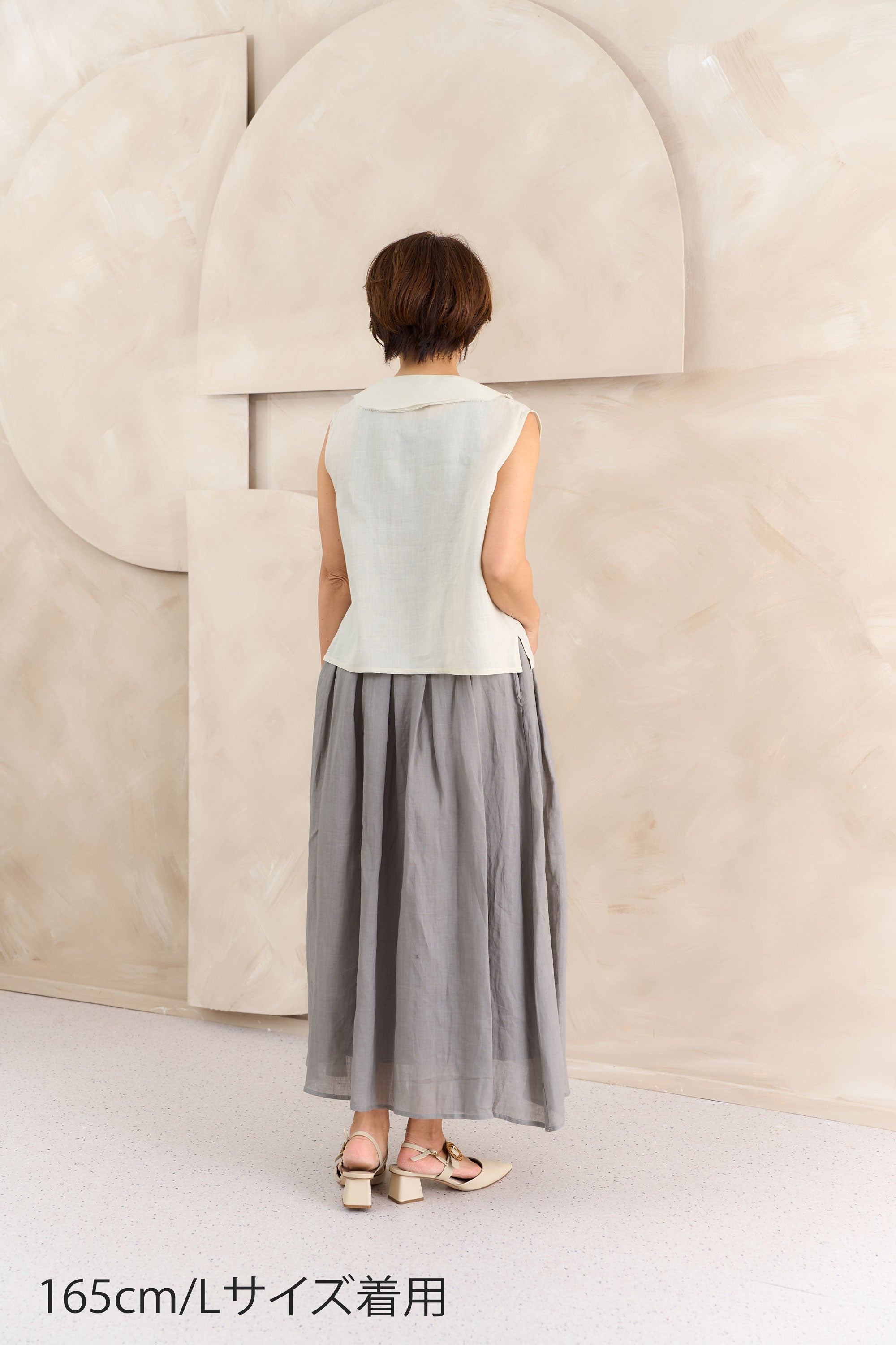 ラッフルカラーリネンブラウス NS-373