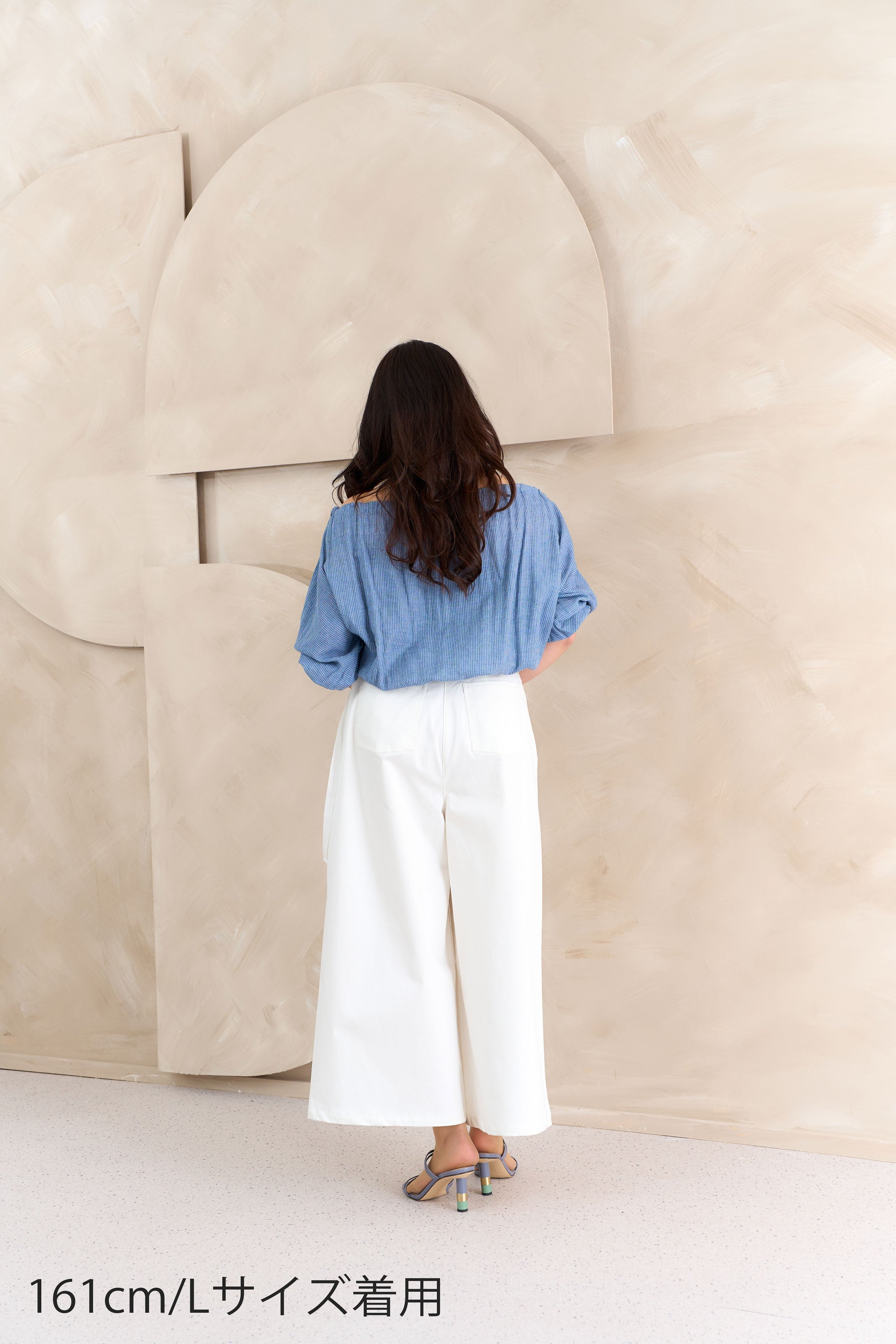 タックネックストライプブラウス NS-376